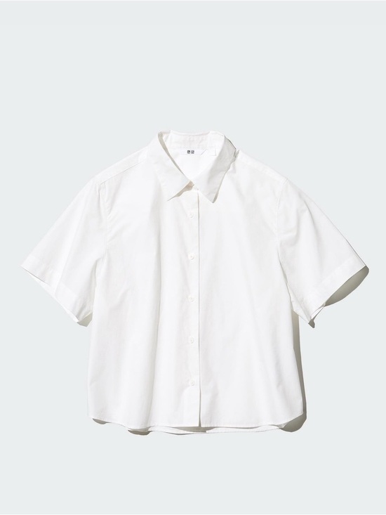 Uniqlo Tops - Uniqlo White Short Sleeve Button-Down Shirt